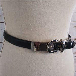 Salvatore Ferragamo: black leather 3/4” belt, 2